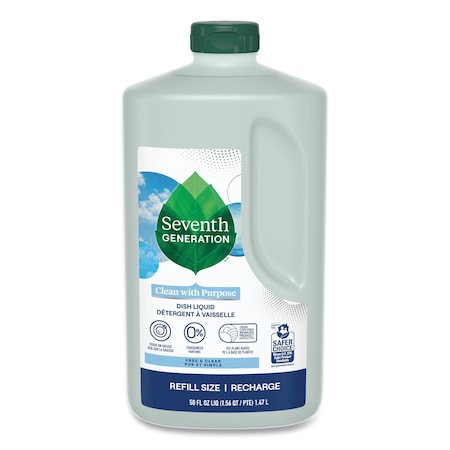 Natural Dishwashing Liquid, Free And Clear, 50 Oz Bottle, 3PK